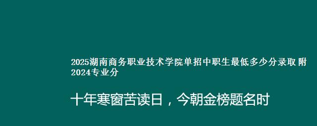 2025湖南商务职业技术学院单招中职生最低多少分录取 附2024专业分