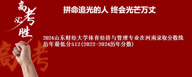 2024山东财经大学体育经济与管理专业在河南录取分数线 历年最低分512(2022-2024历年分数)