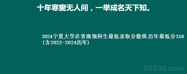 2024宁夏大学在青海预科生最低录取分数线 历年最低分358(含2022-2024历年)