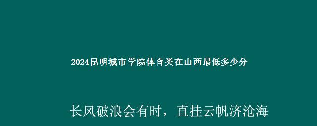 2024昆明城市学院体育类在山西最低多少分 