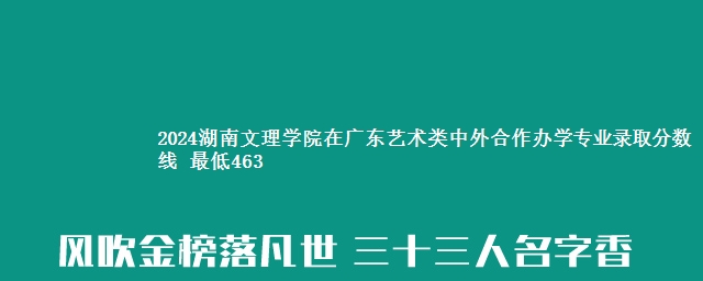 2024湖南文理学院在广东艺术类中外合作办学专业录取分数线 最低463