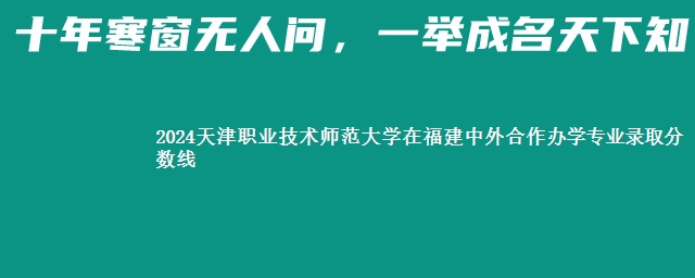 2024天津职业技术师范大学在福建中外合作办学专业录取分数线