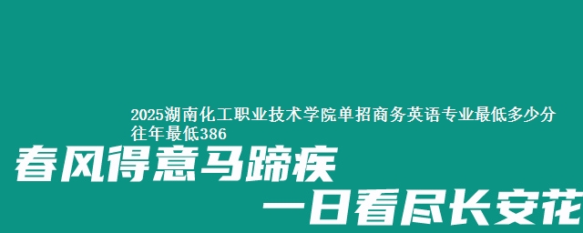 2025湖南化工职业技术学院单招商务英语专业最低多少分 往年最低386