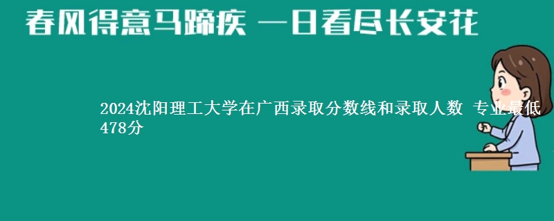 2024沈阳理工大学在广西录取分数线和录取人数 专业最低478分