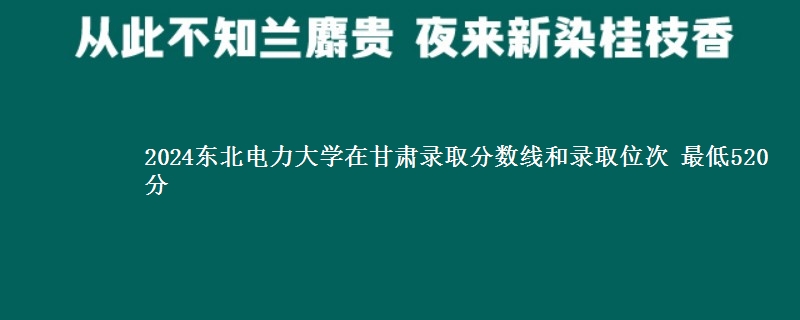 2024东北电力大学在甘肃哪个专业分最低 录取几人 最低520分