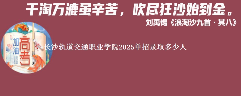 长沙轨道交通职业学院2025单招录取多少人