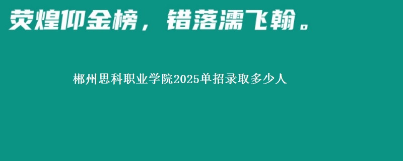 郴州思科职业学院2025单招录取多少人