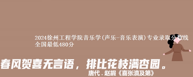 2024徐州工程学院音乐学(声乐-音乐表演)专业录取分数线 全国最低480分