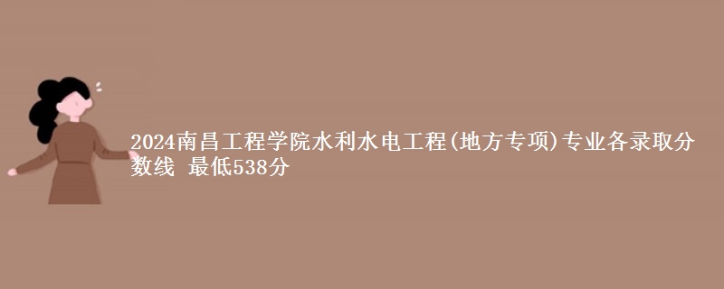 2024南昌工程学院水利水电工程(地方专项)专业各录取分数线 最低538分