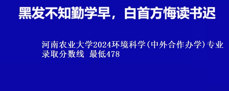 河南农业大学2024环境科学(中外合作办学)专业录取分数线 最低478