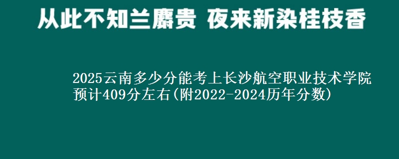 2025云南多少分能考上长沙航空职业技术学院 预计409分左右(附2022-2024历年分数)