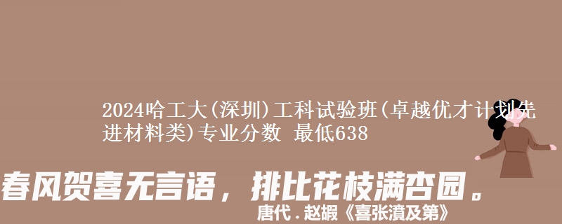 2024哈工大(深圳)工科试验班(卓越优才计划先进材料类)专业分数 最低638