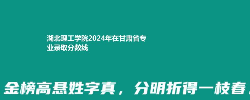 湖北理工学院2024年在甘肃省专业录取分数线