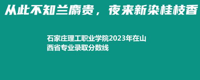 石家庄理工职业学院2024年高考在山西省专业录取分数线